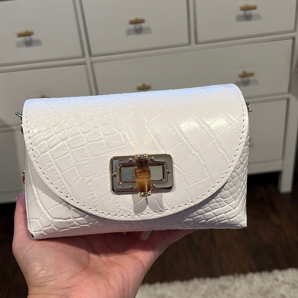 NWT Vera Pelle Made In Italy white leather purse